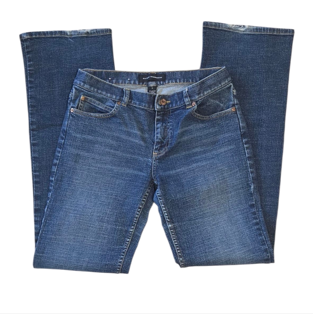 Club Monaco Women’s Jeans Size 6 | Straight Leg Bootcut | Distressed Hem
